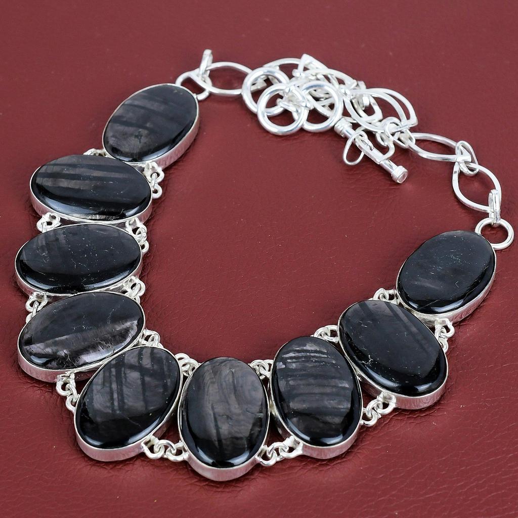 Hypersthene gemstone necklace 925 sterling silver necklace adjustable chain necklace hypersthene jewelry gifts for mother handmade necklace
