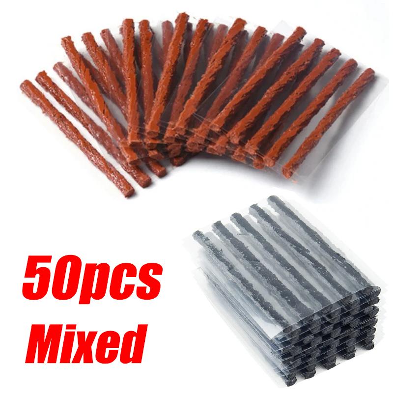 6–50-teiliges Reparaturset für schlauchlose Autoreifen mit Gummistreifen, Reifenpannenstopfen, Vakuum-Reifenreparaturwerkzeug für Motorräder und LKWs