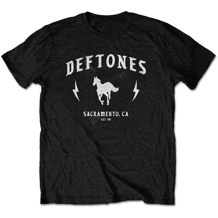 Deftones White Logo T-Shirts for Men Breathable Gothic Japanese Fashion Cotton Round Neck Short Sleeve Soft Oversized T Shirt