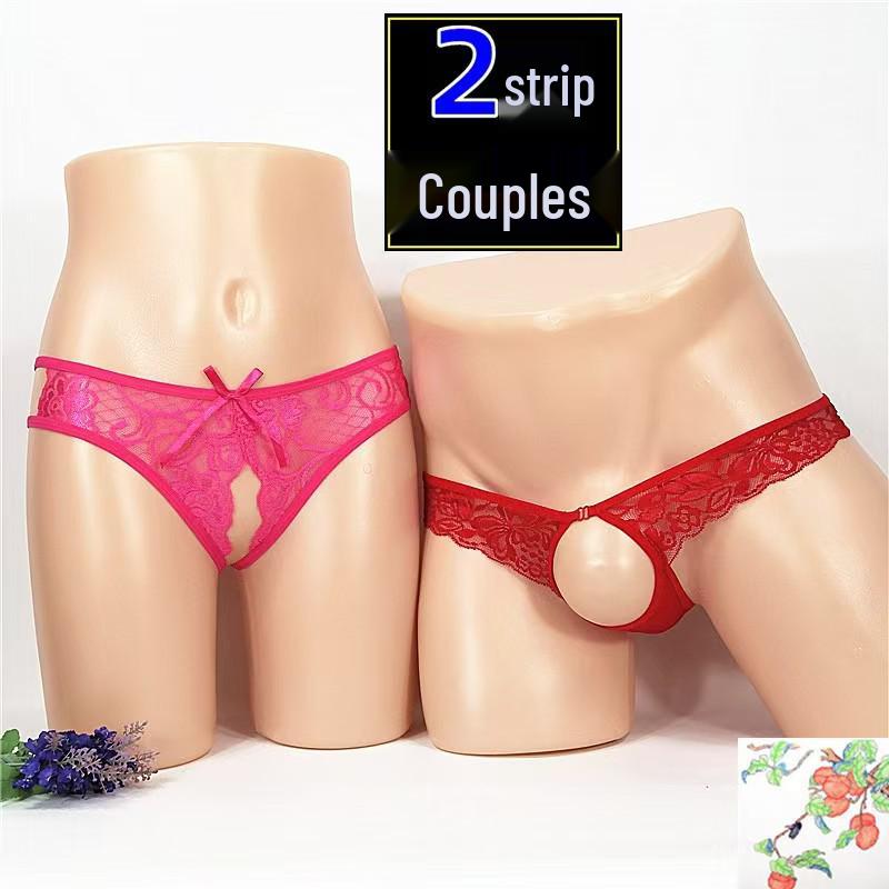 Flirty Couples Underwear - Matching Fun & Playful Designs with Open Crotch Feature.