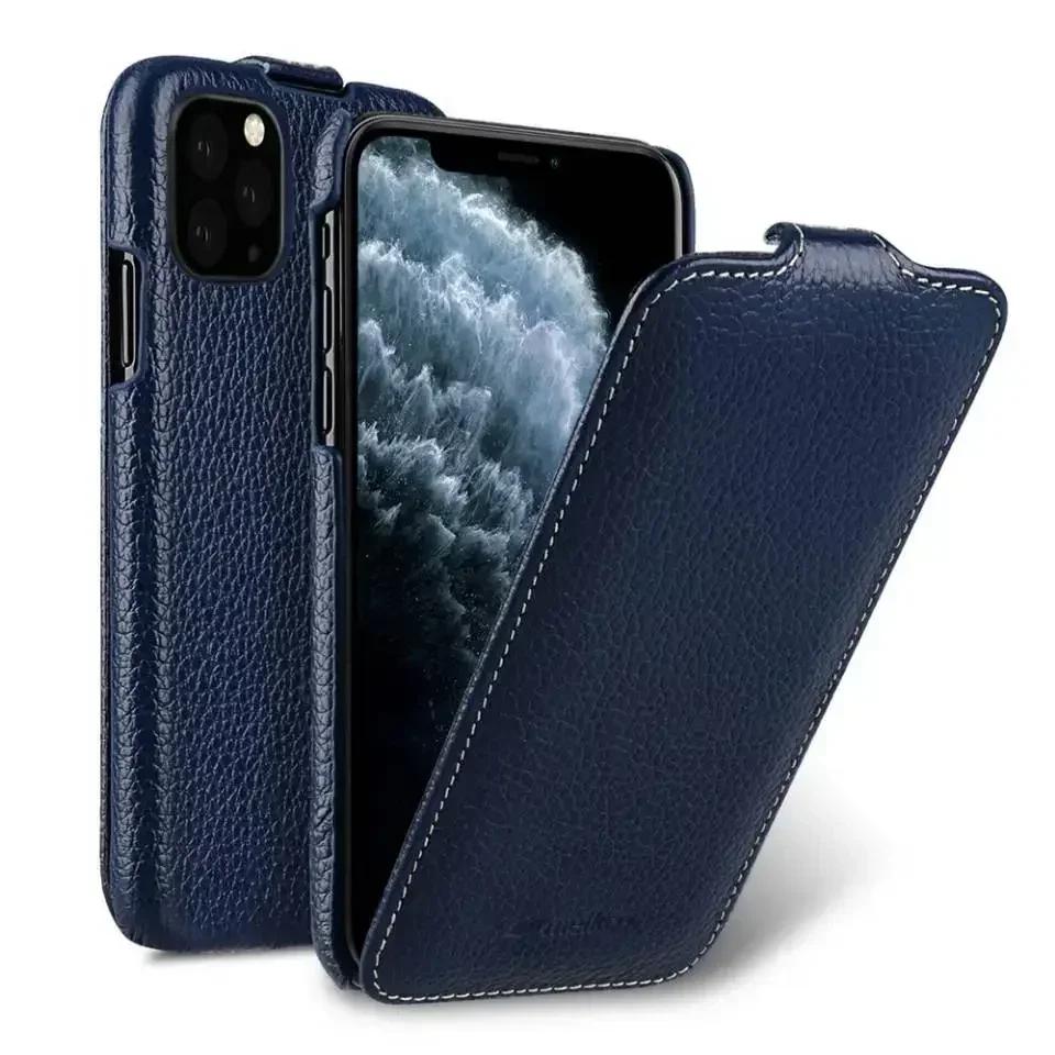 Melkco Genuine Leather Phone Case for iPhone 16 Pro Max 17 Air 17Pro16E 15 Plus 14 13 Mini 12 11 X XS Max XR Vertical Flip Cover