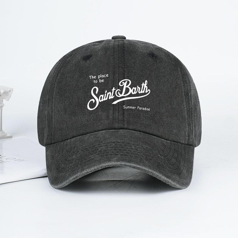 Saint Barth The Place To Be Print Washed Baseball Cap Adjustable Unisex Summer Vacation Sun Hat