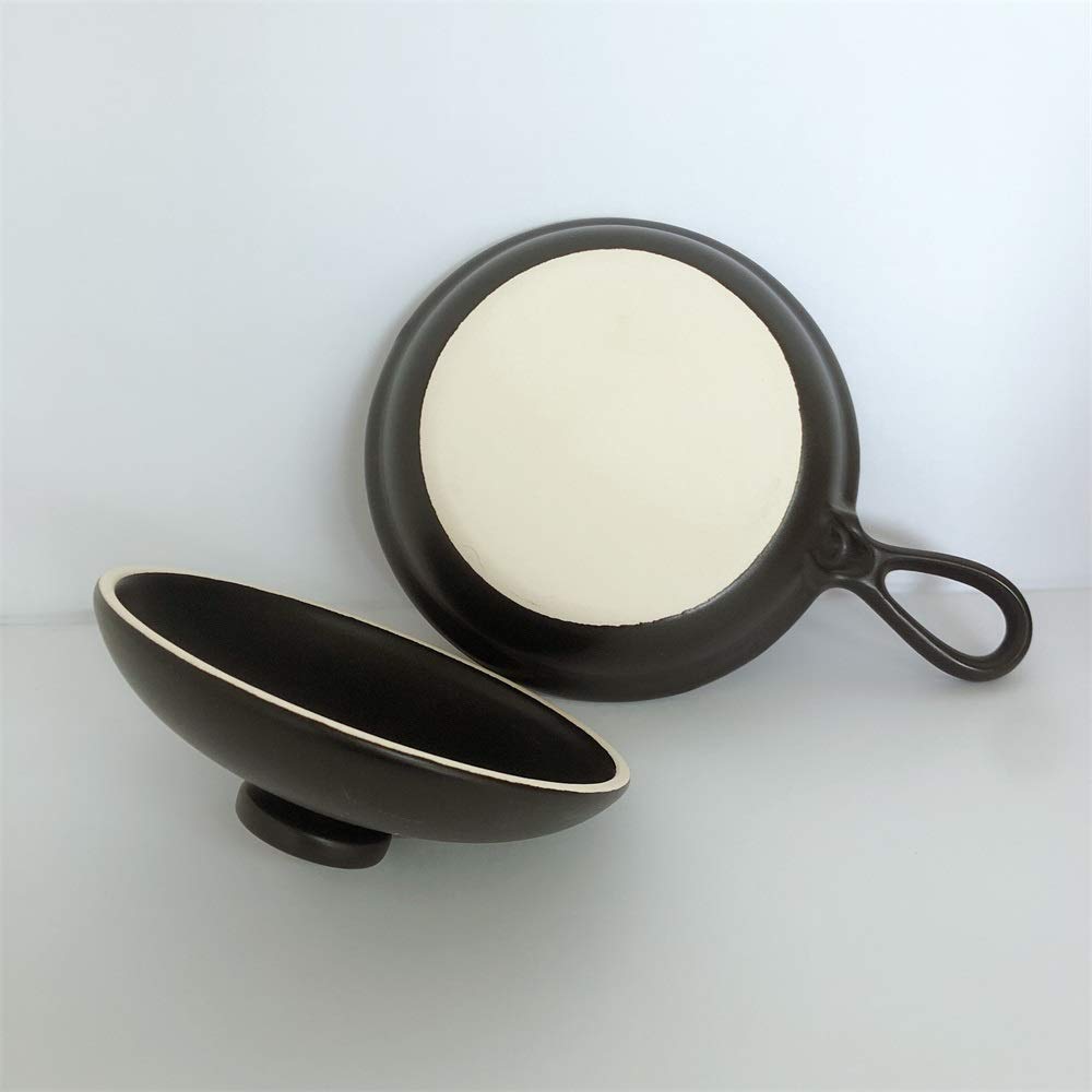 Fried Egg Pan with and Direct Heat Made in Japan Lid, Ceramic, Black, Microwave, Oven, Safe,