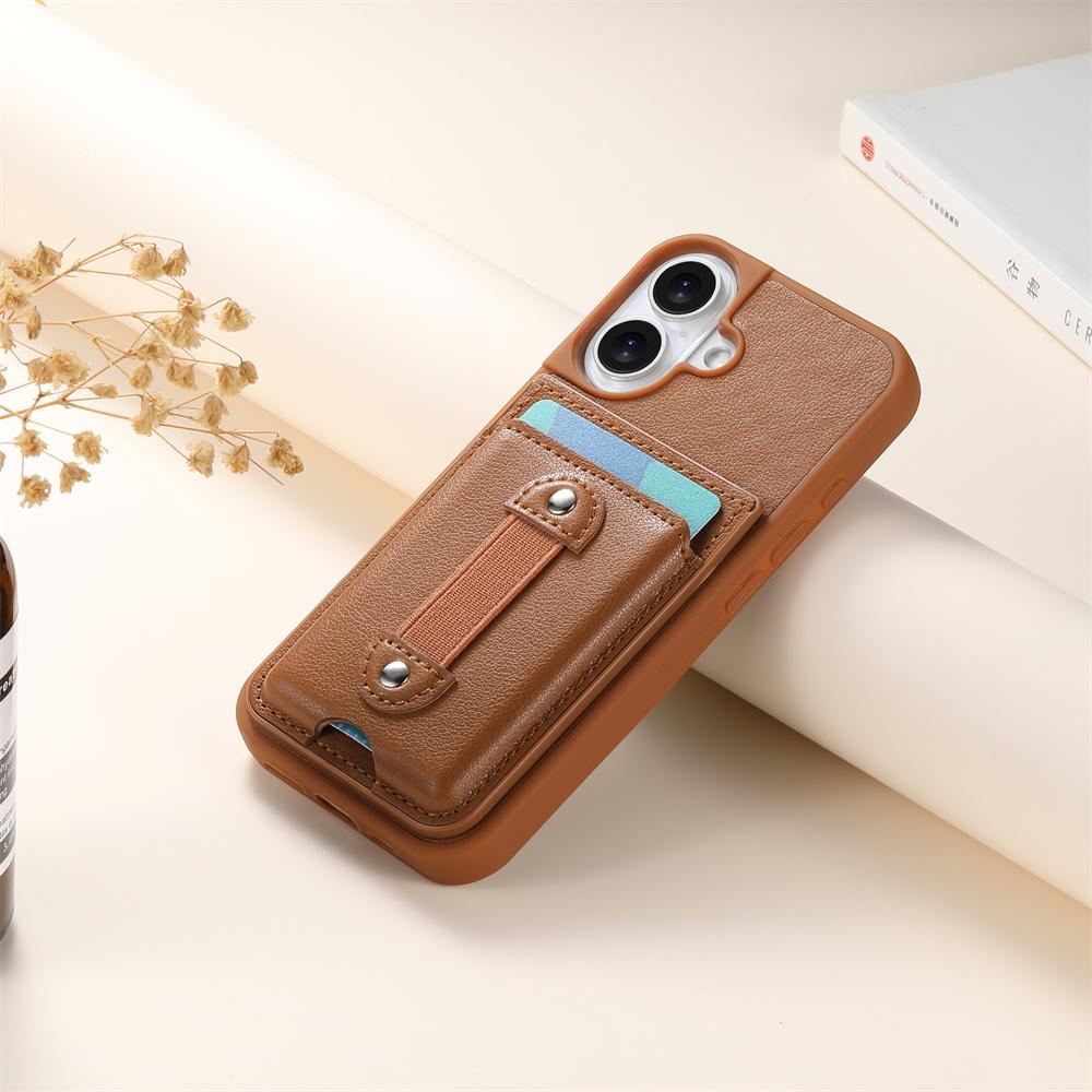 Elastic Wristband Wallet Card Phone Case for IPhone 17 Air 16E 15 14 Plus 13 12 11 Pro Max Leather Shockproof Protection Cover