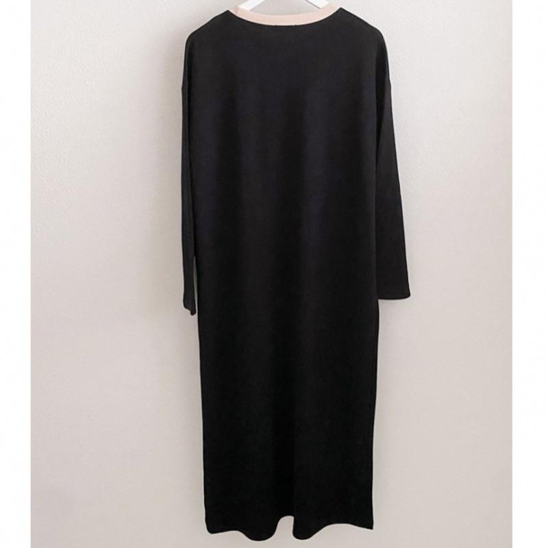 Shop Women Round Drop Shoulder Loose Fit One Mile Color Block Long Dress Ara W