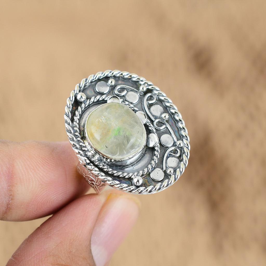 Sterling Silver Garden Quartz Gemstone Handmade Promise Statement Ring Jewelry