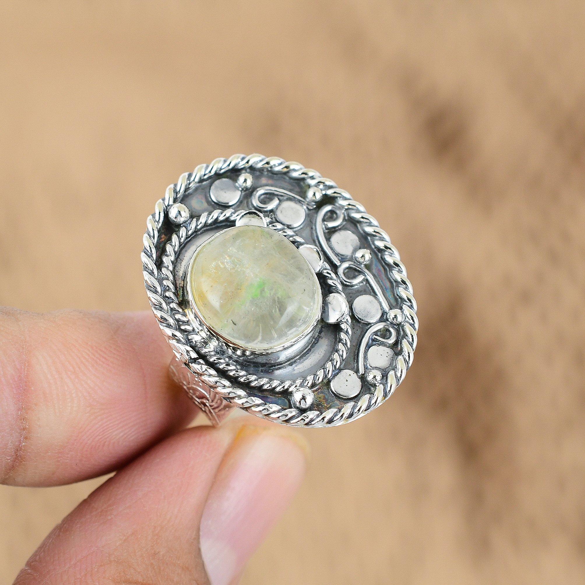

Sterling Silver Garden Quartz Gemstone Handmade Promise Statement Ring Jewelry Yes