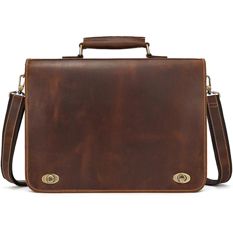 

Customize Genuine Leather Laptop Bag Business Travel Briefcase Shoulder Bag Dual Use Men Leather Bags For Office Work Tote Bag