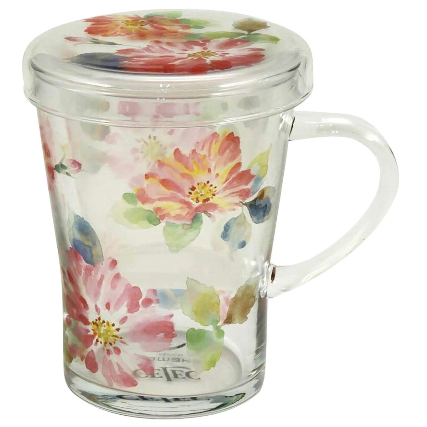 

Yamaka Shoten CELEC Chamiel Teamate Heat-Resistant Glass Mug (with Tea Strainer), Rose, CY13-GT57