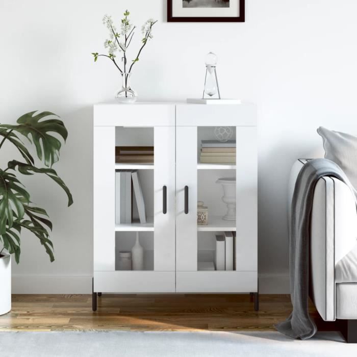 VidaXL Buffet High-Gloss White 69.5x34x90 Cm Engineered Wood 827798