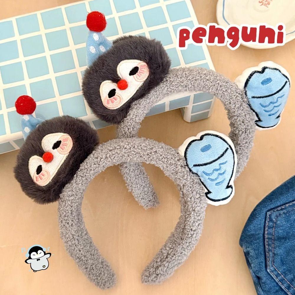 Kawaii Cartoon Penguin Fish Headband Wide Brim Hair Band Washing Face Hairpin Girl Hair Accessories