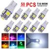10/20/30/50 PCS T10 W5W LED Bulbs For Car Interior Dome Maps Reading Door Trunk Lights 12V 5050-5SMD 7000K White Red Yellow Blue