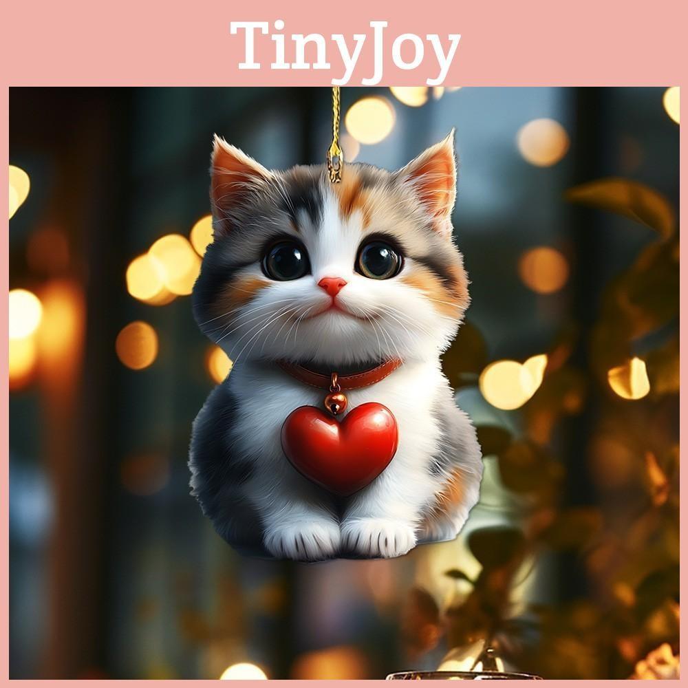 Acrylic Heart Cat Car Decoration Keychain Fun Style Vehicle Pendant Interior