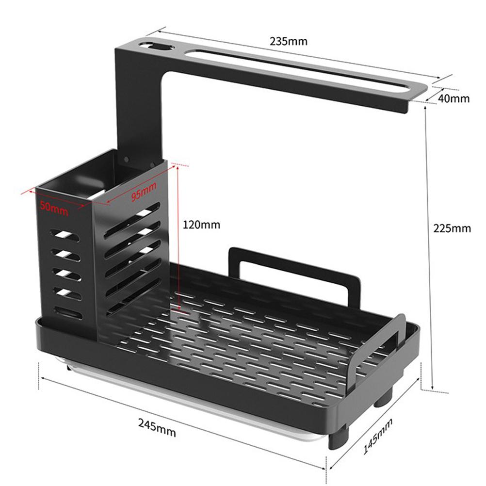Kitchen Sink Caddy Organizer 304 Stainless Steel Sponge Soap Brushes Dispenser Holder with Rag Rack