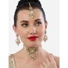 Tone Dazzling Kundan Multistrand Pearls Choker Necklace Earring & Maangtikka Set For Women