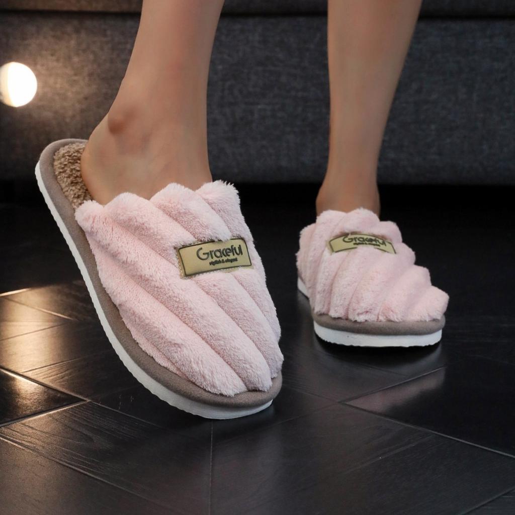 Hemma Håriga Tofflor med Öppen Mun för Värme, Vår- och Hösttofflor för Par, Höst- och Vintergolvtofflor