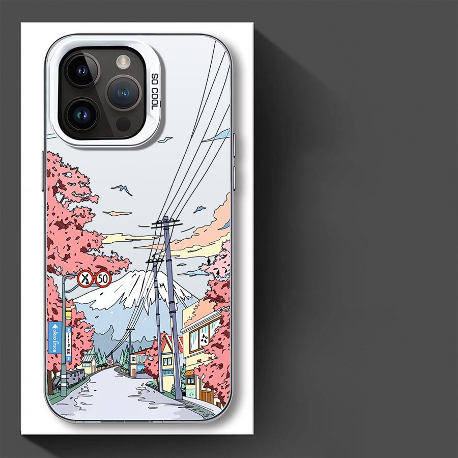 Cartoon Japanese City Scenery Case for iPhone 17 Pro Max 16 11 14 Plus Air 15 12 Pro 13 Phone Cover