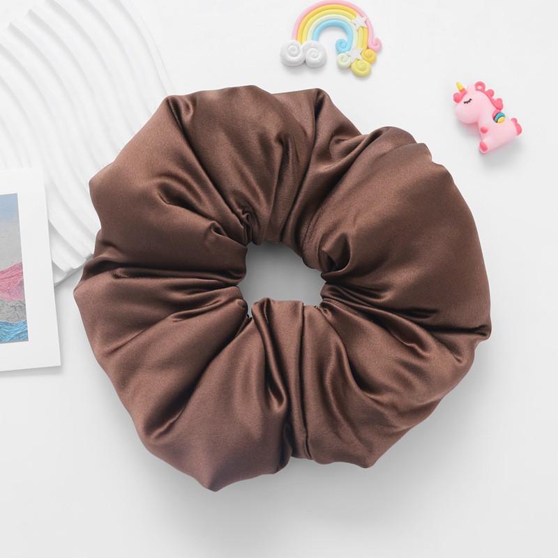 Silk Hair Tie Women 9.5cm Wide Satin Scrunchie With Soft Filling High Elasticity Handmade