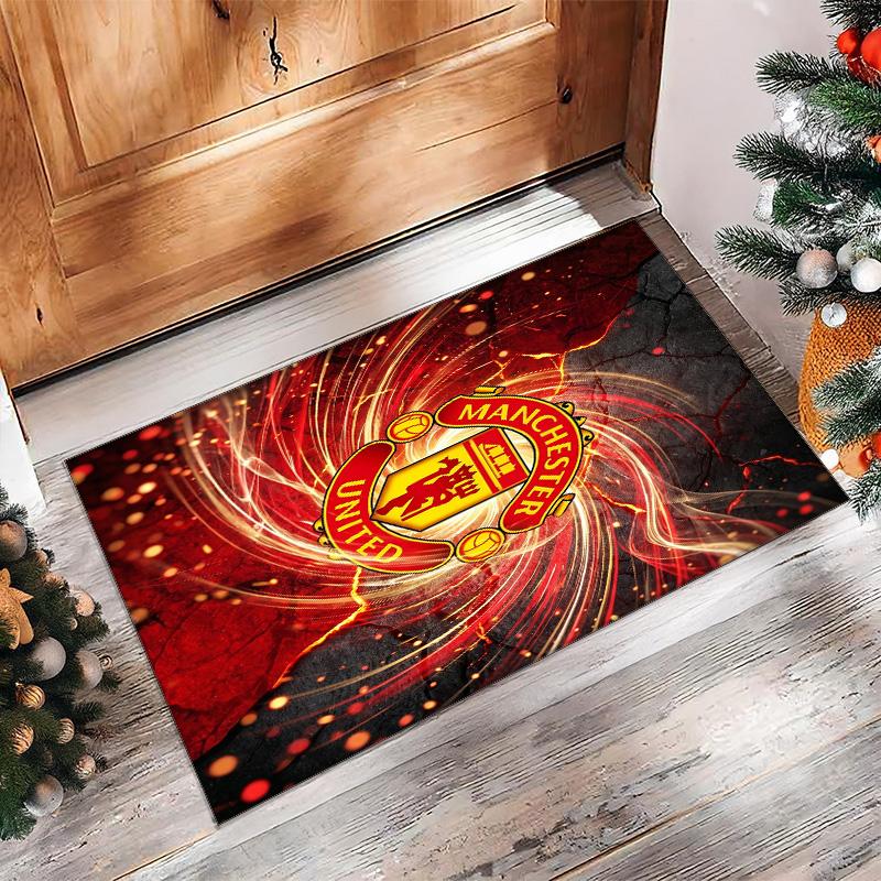 Tappeto in Flanella Stampato Manchester United Antiscivolo Morbido Poliestere Tappeto per Pavimento Tappetino Decorativo per Interni per Camera da Letto Soggiorno Divano