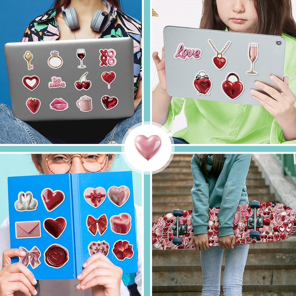 50 Valentine's Day Waterproof Graffiti Stickers for Mobile Phones
