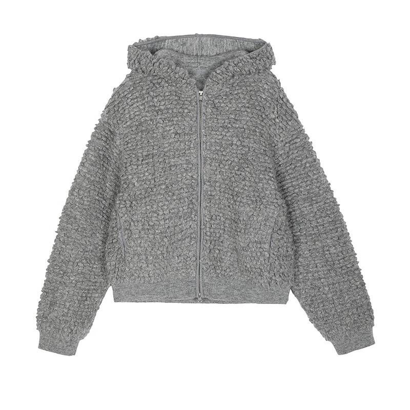 JNBY 2025 Winter Hooded Alpaca Blend Knit Cardigan