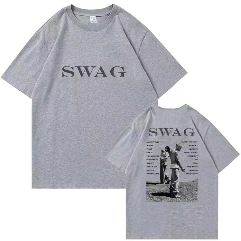 Bieber SWAG 2026 Justin Album Koszulka 2 Strony Okrągły Dekolt Krótki Rękaw Koszulki Prezent dla Fanów