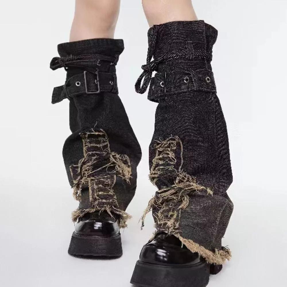 

Милые классные леггинсы Y2K Denim Cross Star женские чулки новые ковбойские гетры Black Cross