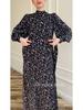 2025 Spring Loose Tie Floral Satin Long Sleeve Dress