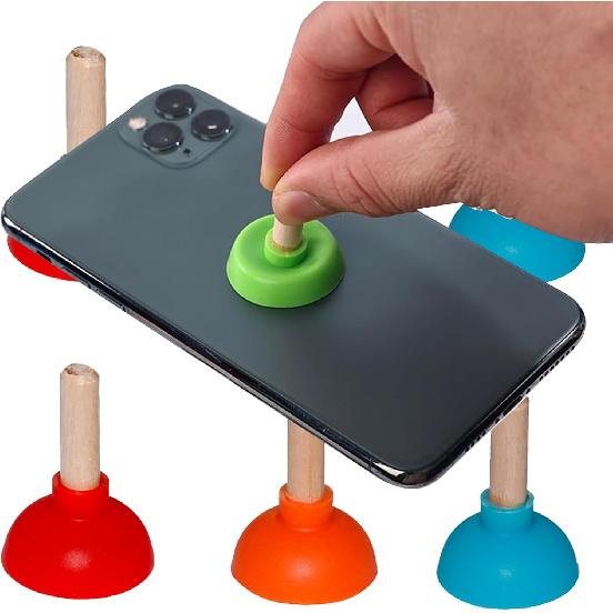EVKILKJS 6PCS Toilet Plunger Shape Phone Holder Mini Colorful Plunger Holder Sucker Stand for Supporting Cellphone, Moblie Phone