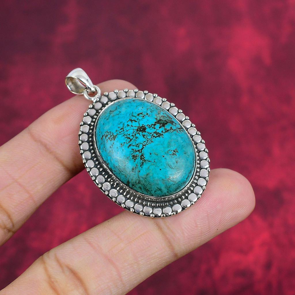 Blue Turquoise Jewelry, 925 Solid Sterling Silver Pendant Handmade Gemstone Jewelry, Gifts For Wife Brand New Pendant