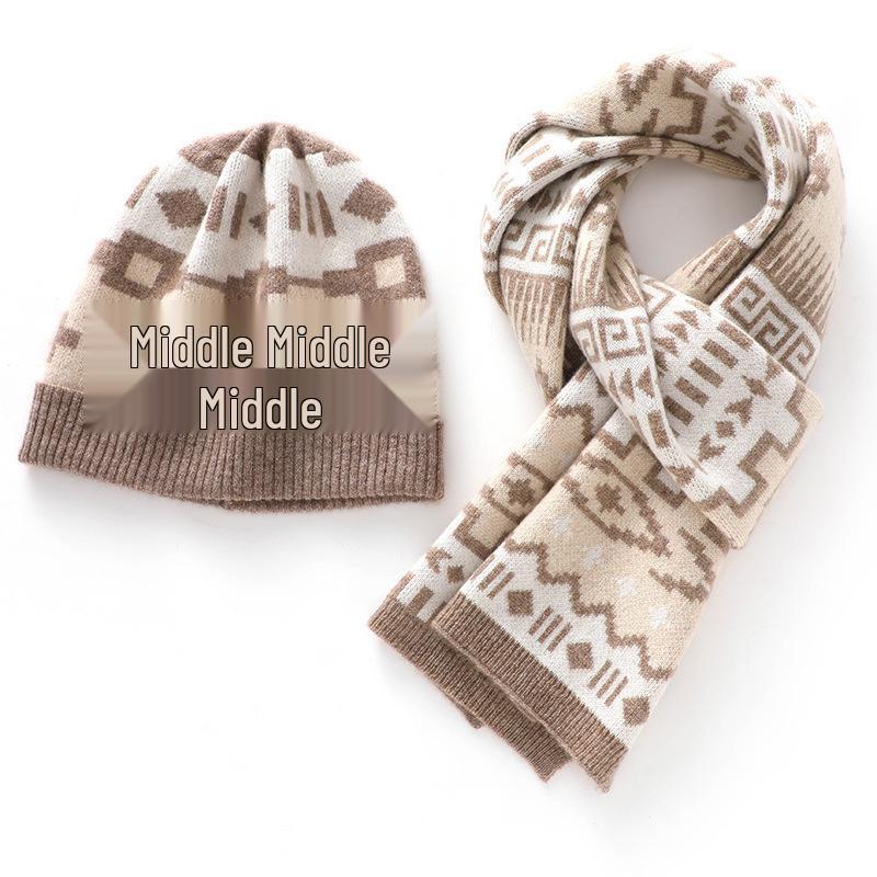 Women s Winter Cashmere Knitted Neck Warmer & Hat Set One Size верблюд