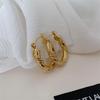 European Cable Knit Texture Gold Plated Titanium Steel Stud Earrings for Women - Chic Cold Style Fashion Accessory