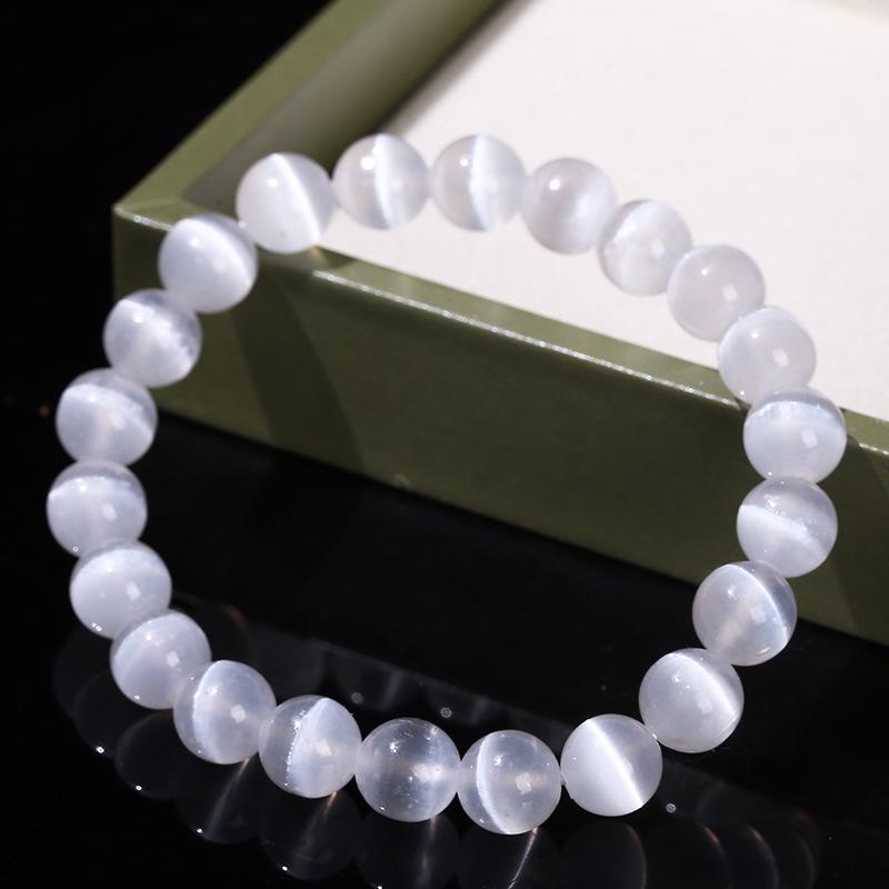 Jingde Jewelry Natural Gypsum Cat's Eye White Bead Bracelet