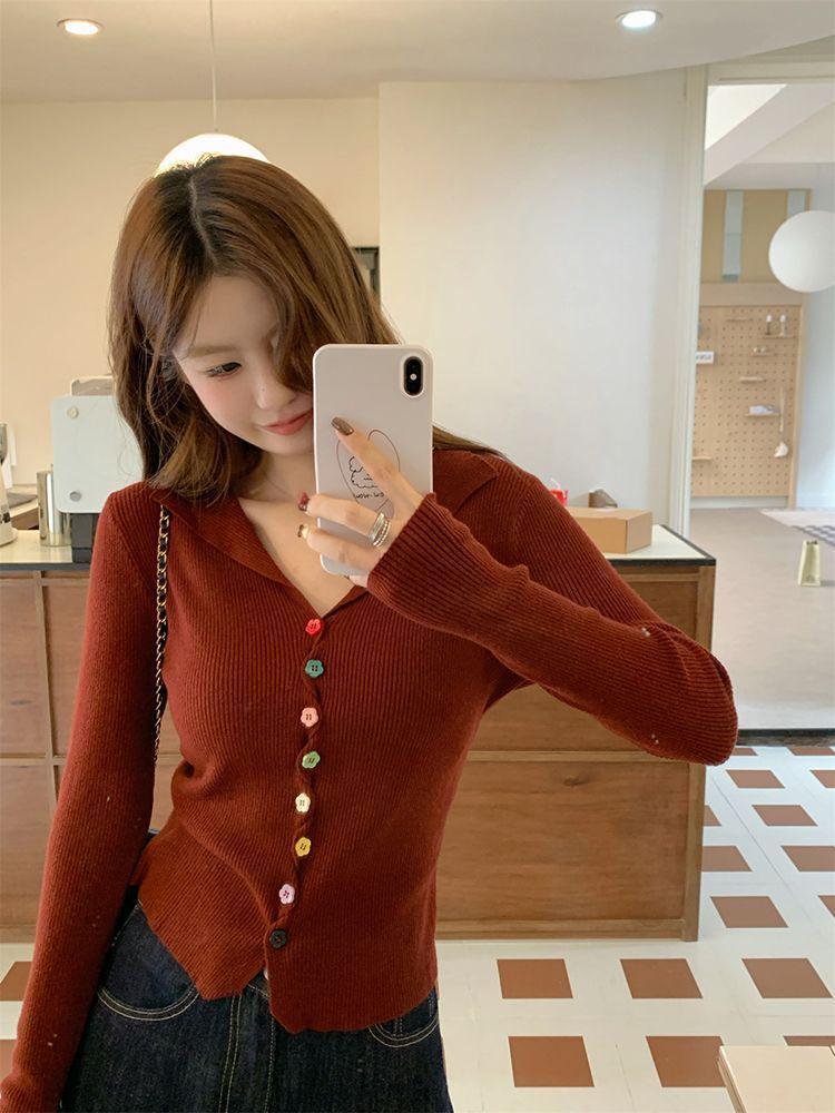 Korean Color Block Long Sleeve Knitted Sweater with Flattering Fit