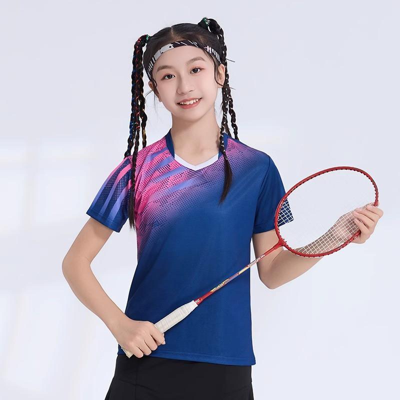 Custom Printed Quick-Dry Badminton Shirt Kids Unisex Sport Top Tennis Pickleball Training Competition Wear