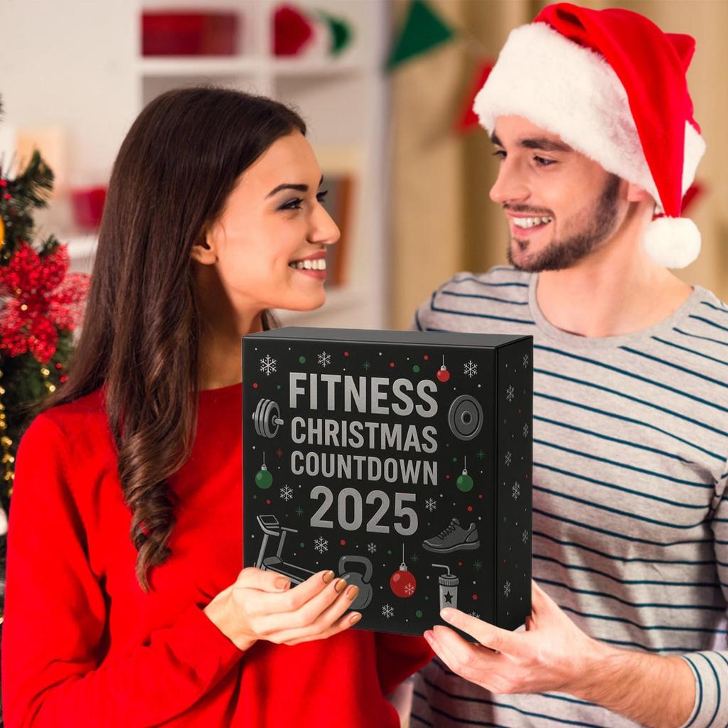 Fitness Gear Christmas Countdown Calendar - 2D Acrylic 24 Days Advent Ornament for Winter Holiday Party Decor, Home Gym, Window