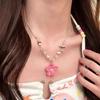 Adorable Flower Pendant Necklace Colorful Plastic Resin Beads Neckchain Fun And Feminine Fashion Accessory