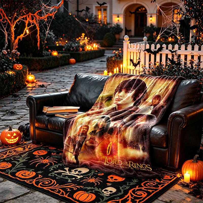 1pc Lord Rings Fellowship Art Blanket, Cozy Valentine's Day Blanket, Multi-functional Nap Blanket Available Throughout the Four Seasons