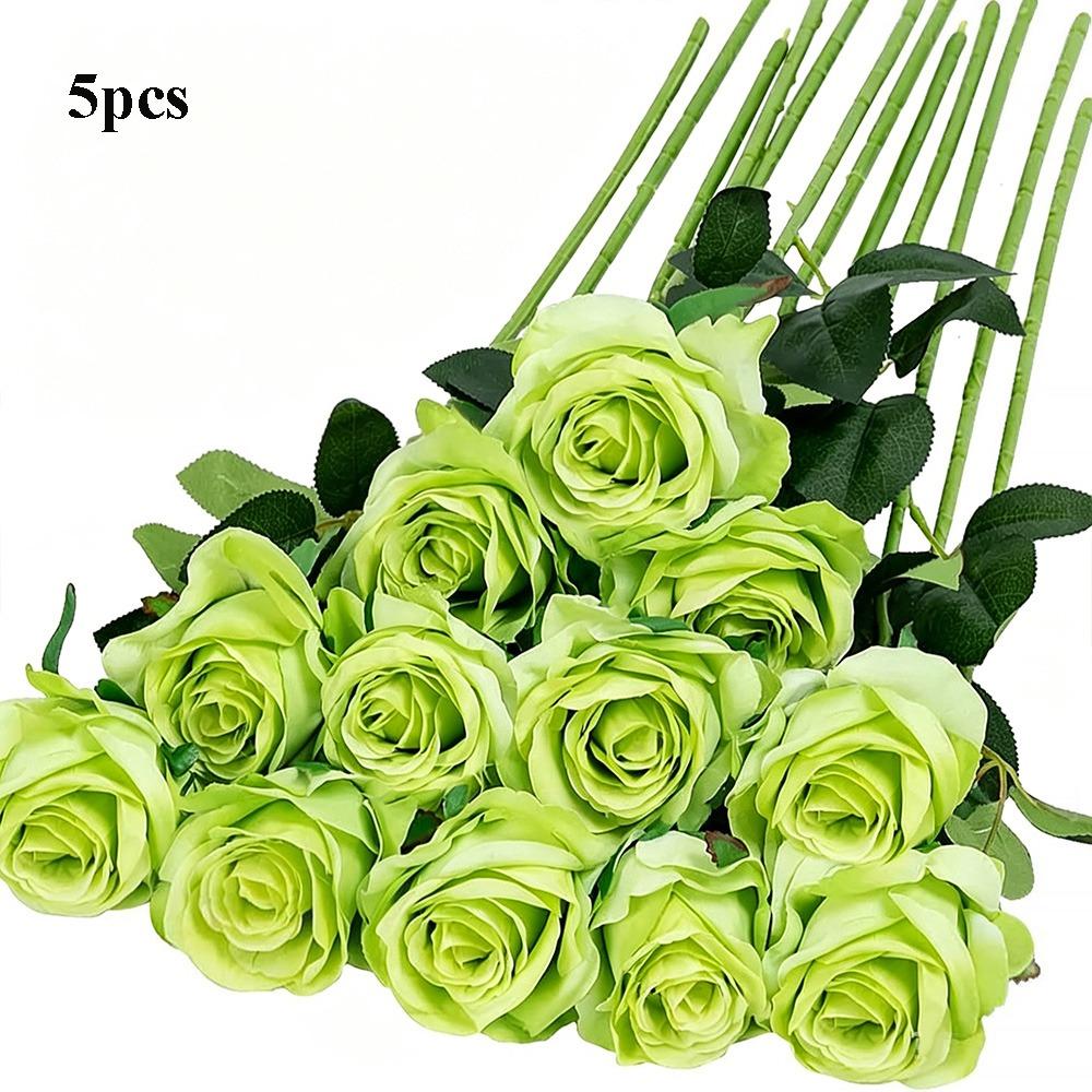 

5pcs 10 Colors Simulated Rose DIY Party Decoration Artificial Flowers New Small Rose Home Decor зелёный