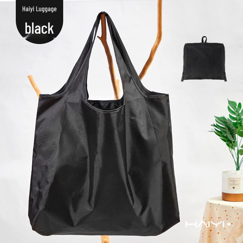 Large Capacity Foldable Waterproof Tote Bag - Solid Color Eco-friendly Oxford Cloth for Grocery Shopping