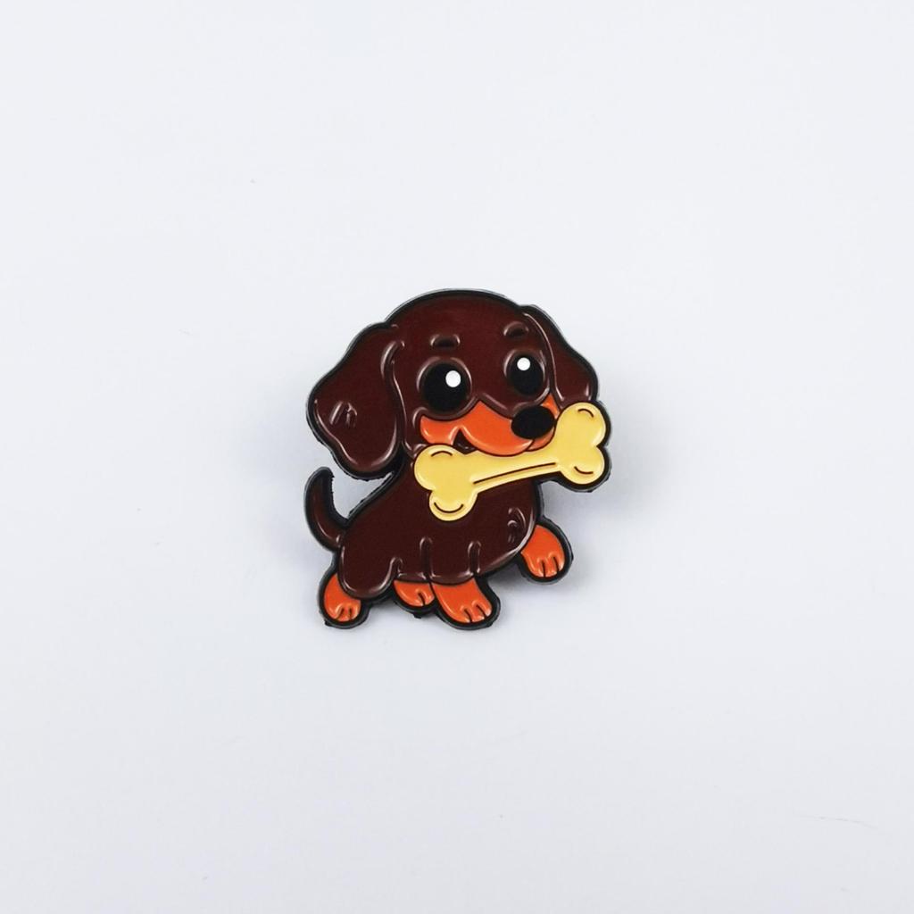 Creative Cartoon Puppy Metal Lapel Pin: Cute Bag Accessory or Children's Clothing Brooch