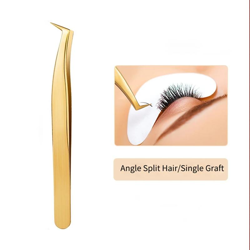 1 Pcs Golden Eyelash Extension Tweezers Stainless Steel 3D Precise Clip Eyelash Tweezers Eyelash Extension Supplies Suit Tools