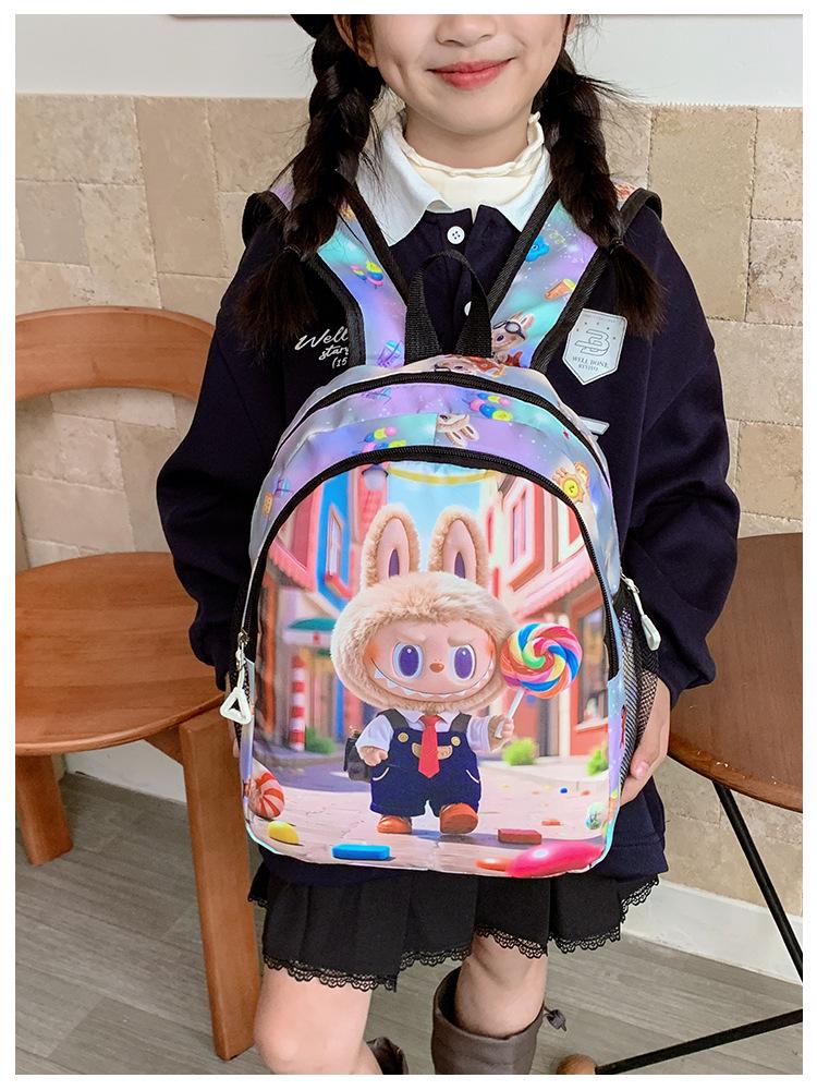 Large Capacity Cartoon Backpack for Kids - Cute, Fashionable, and Casual for School and Outdoor Use.