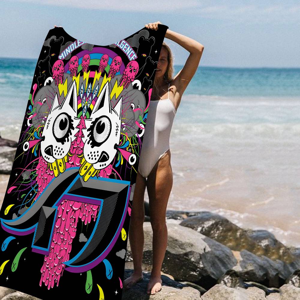 Retro Mindless Self Indulgence Band MSI Beach Towel Bath Towels Microfiber Quick Dry Custom Sand Free Beach Yoga Spa Gym Pool