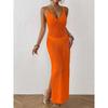 Women's Summer Vacation Beach Dress with Slit Slim Strap Long Dress