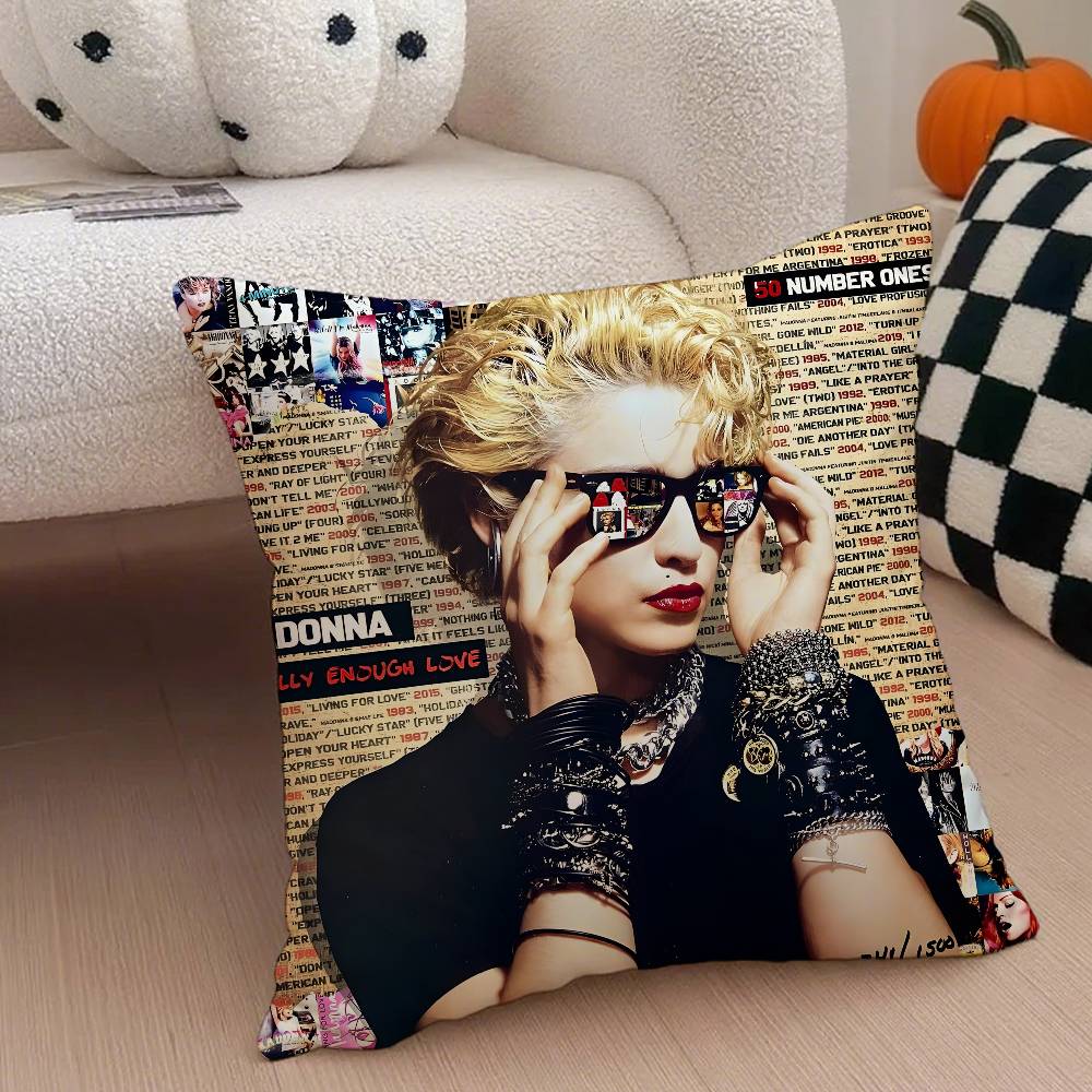 Piosenkarka M-Madonna-MT Muzyka Jak Dziewica Poszewka Komfortowa Sofa Łóżko Jedwabista elegancka Niewidoczny zamek Dekoracyjna poszewka na poduszkę