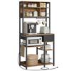 VASAGLE Kitchen Shelf with Power Strip, Coffee Bar with Adjustable Shelves, Fabric Drawer, 12 Hooks, 40 x 80 x 180.2 cm, Microwave Stand