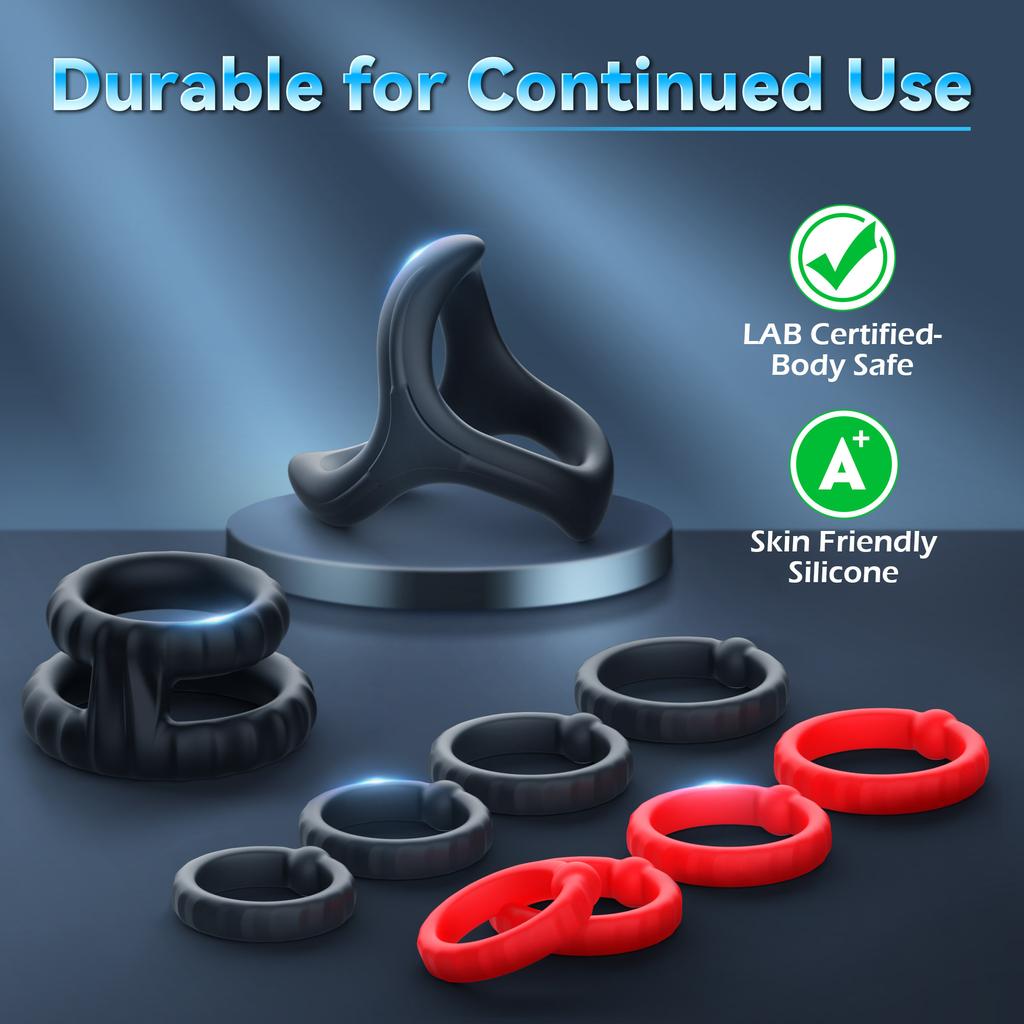 Silicone Penis Ring Set Sex Toys For Men Adult 10 Pcs Cock Rings Shaft For Erection Enhancing Soft Stretchy Cockring Penisring