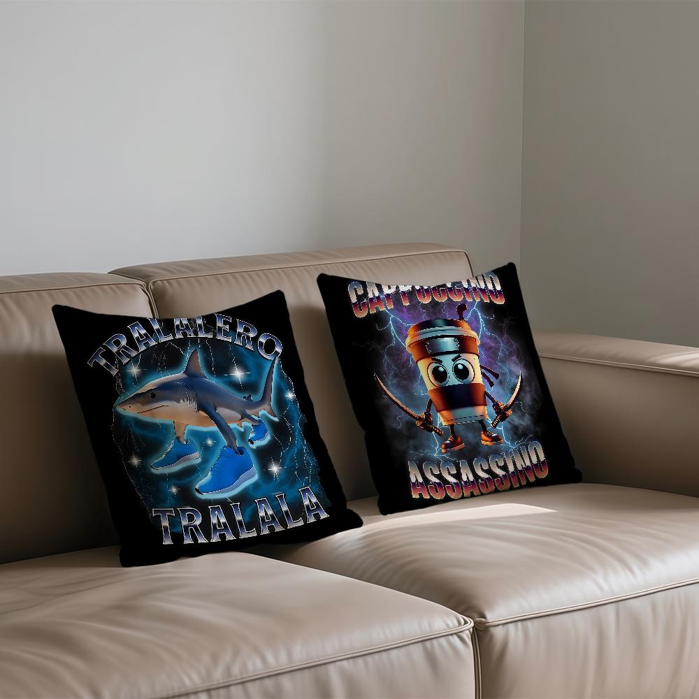 ITALlAN Brainrot Creative Animal Cushion Cover Square Sofa Cushion Cover Casual Skin-Friendly Comfortable Pillow Cover
