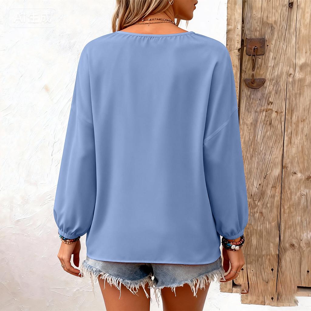 Women's Casual Fashion Long,Sleeved V,Neck Regular Women's Top